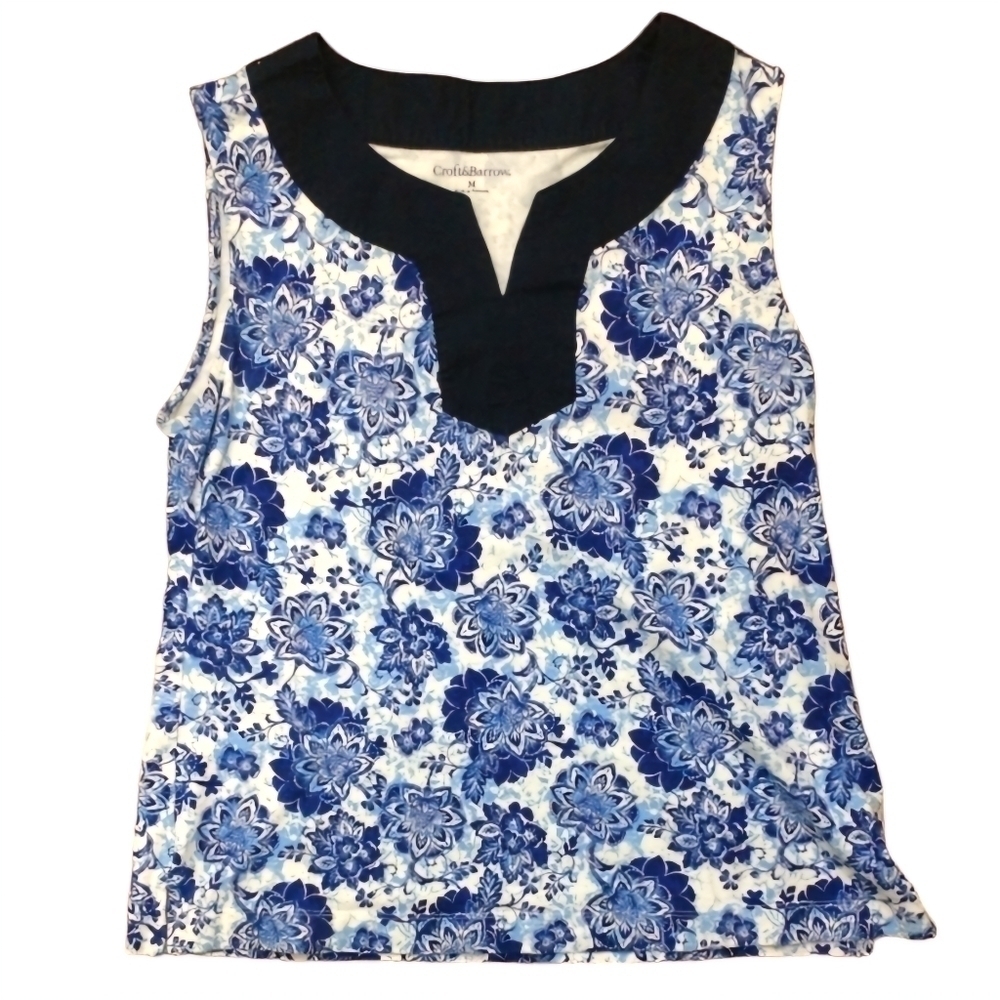 CROFT& BARROW Blue Floural Blouse‎